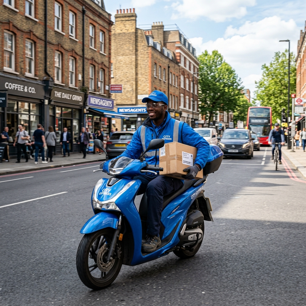 Courier on bike